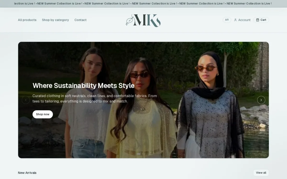 MK Designs website screenshot